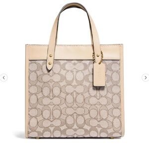 Coach C3865 Field Tote 22 In Signature Jacquard Stone Ivory